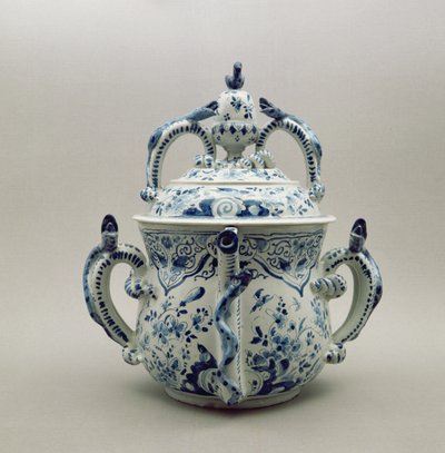 Lambeth Delftware Posset-Topf, blau und weiß, ca. 1695 von English School
